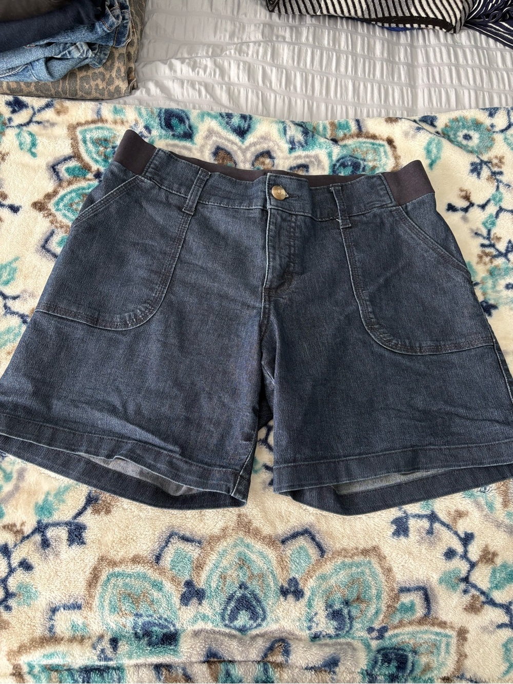 Lee Dark Blue Denim Shorts with Elastic Waistband